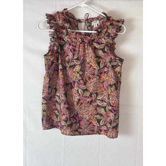 J.CREW Tops - J. Crew Womens XS Ruffle Sleeve Neckline Colorful Top